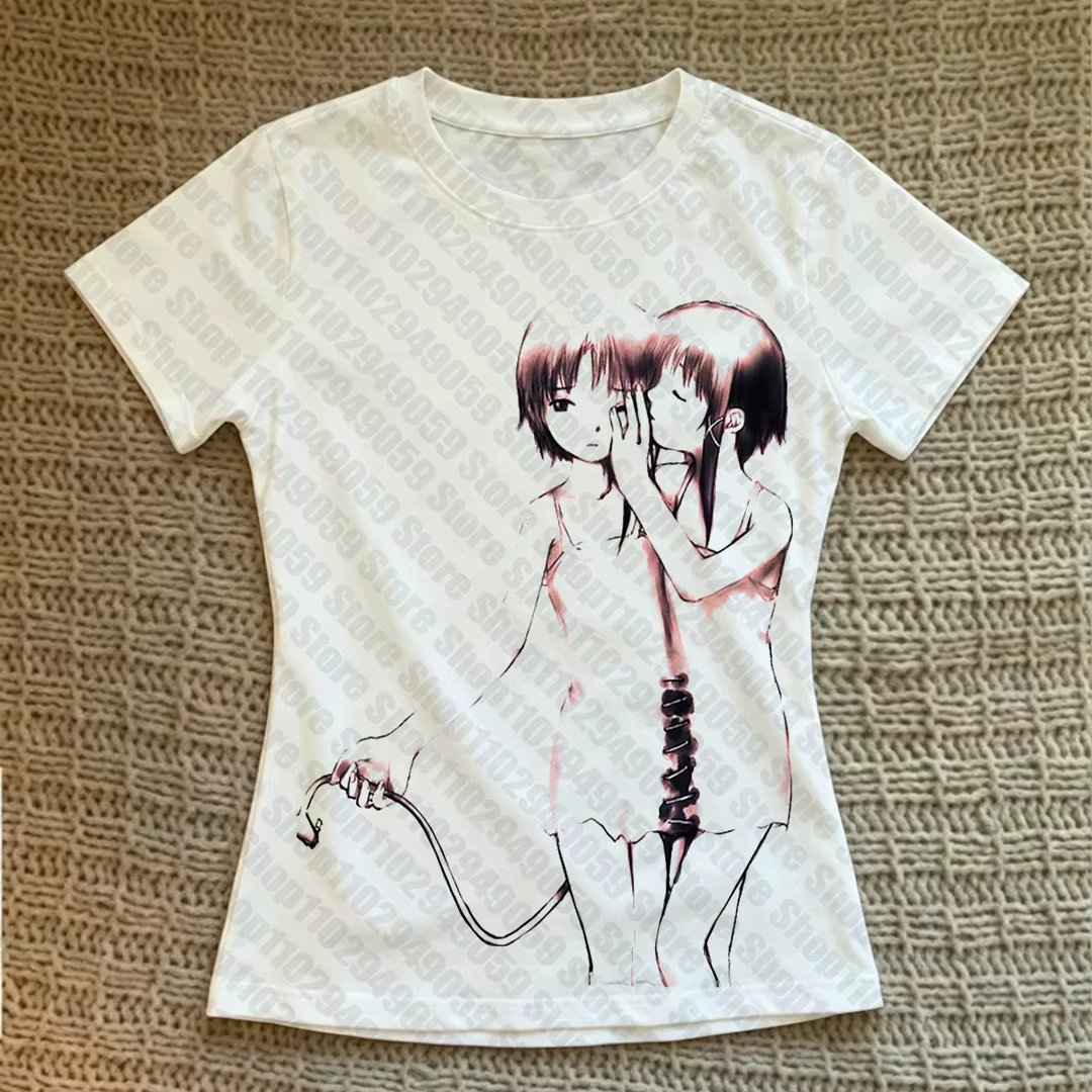 T-shirts graphiques pour femmes, vêtements féminins, crop top gothique Kpop, t-shirt femme, baby tee
