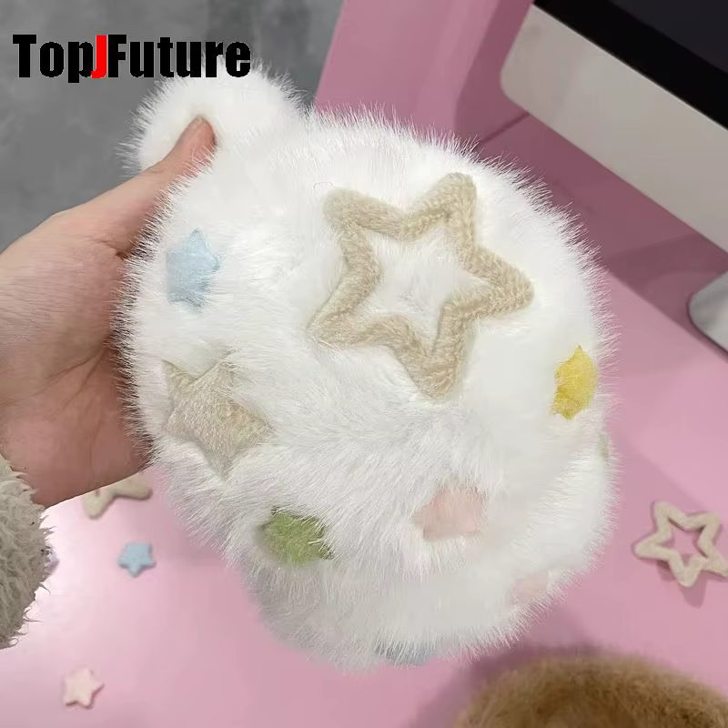 Cache-oreilles en peluche Harajuku Steampunk Y2K pour femme, couleur macron, blanc, marron, protecti