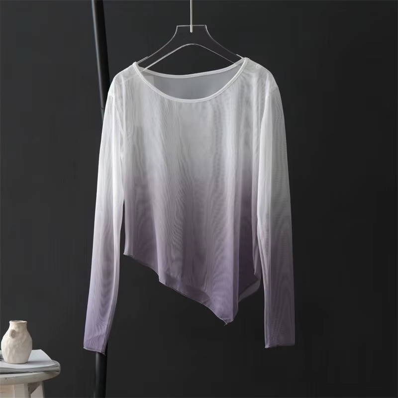 Nouvelle Collection Été : T-shirts Tie-Dye Slim Fit Transparents Anti-UV, Hauts Dégradés Irréguliers