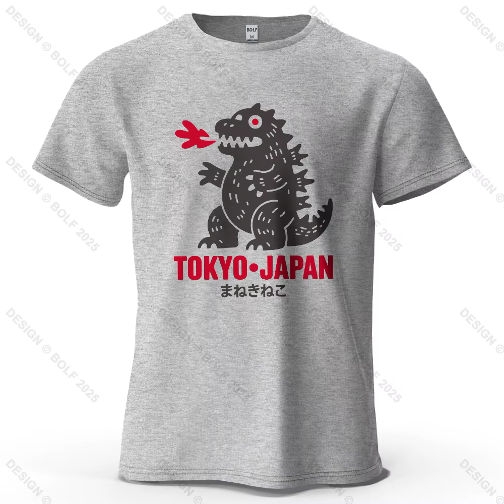 T-shirt pour homme imprimé dinosaure de Tokyo 2026, 100% coton, surdimensionné, t-shirts graphiques 