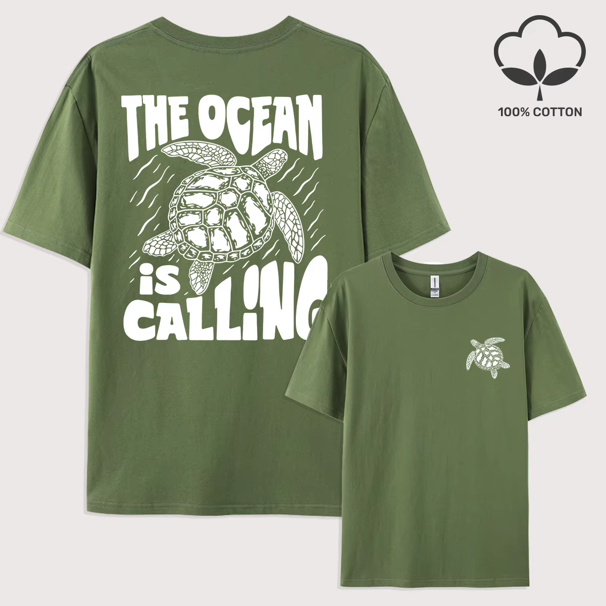 Tortue de mer l'océan appelle imprimer t-shirts hommes été coton T-Shirt Hip Hop ample Streetwear to