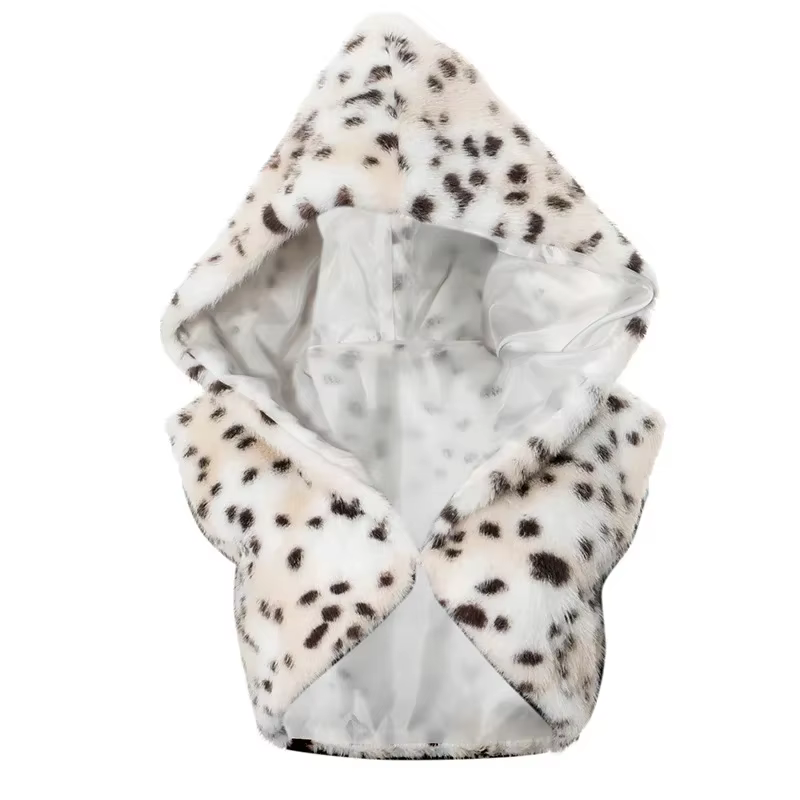 Chapeau à capuche en fausse fourrure pour hommes et femmes, imprimé léopard, écharpe chaude, Hallowe