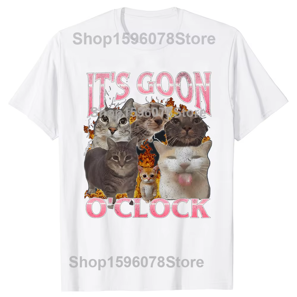 Drôle IT's GOON O'CLOCK chat graphique T-shirt hommes femmes décontracté Hip Hop Streetwear T-shirt 