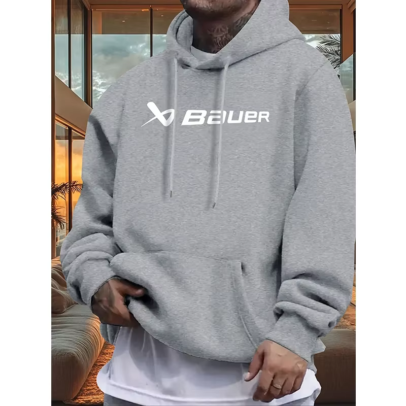 Sweat à capuche décontracté doublé polaire pour hommes avec lettrage noir et blanc coupe régulière s