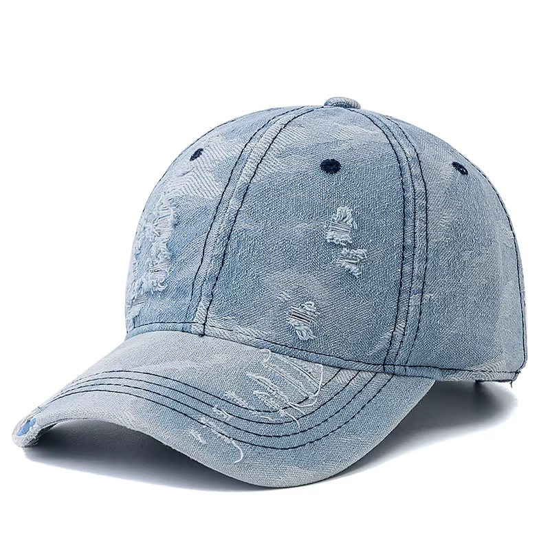 Casquette de Baseball unisexe, Style camouflage, haute qualité, Design de trous, en Denim, pour homm