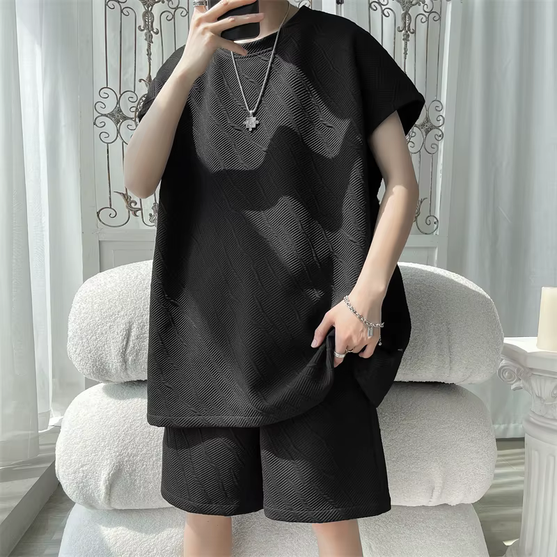 Streetwear mode coréenne pour hommes, ensemble de 2 pièces t-shirts et Shorts, survêtement Alt, nouv