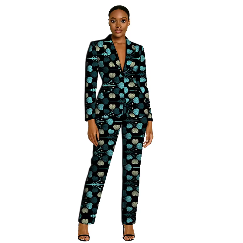 Ensemble Ankara sur mesure, blazer pour femme avec pantalon, design original, couture africaine, ten