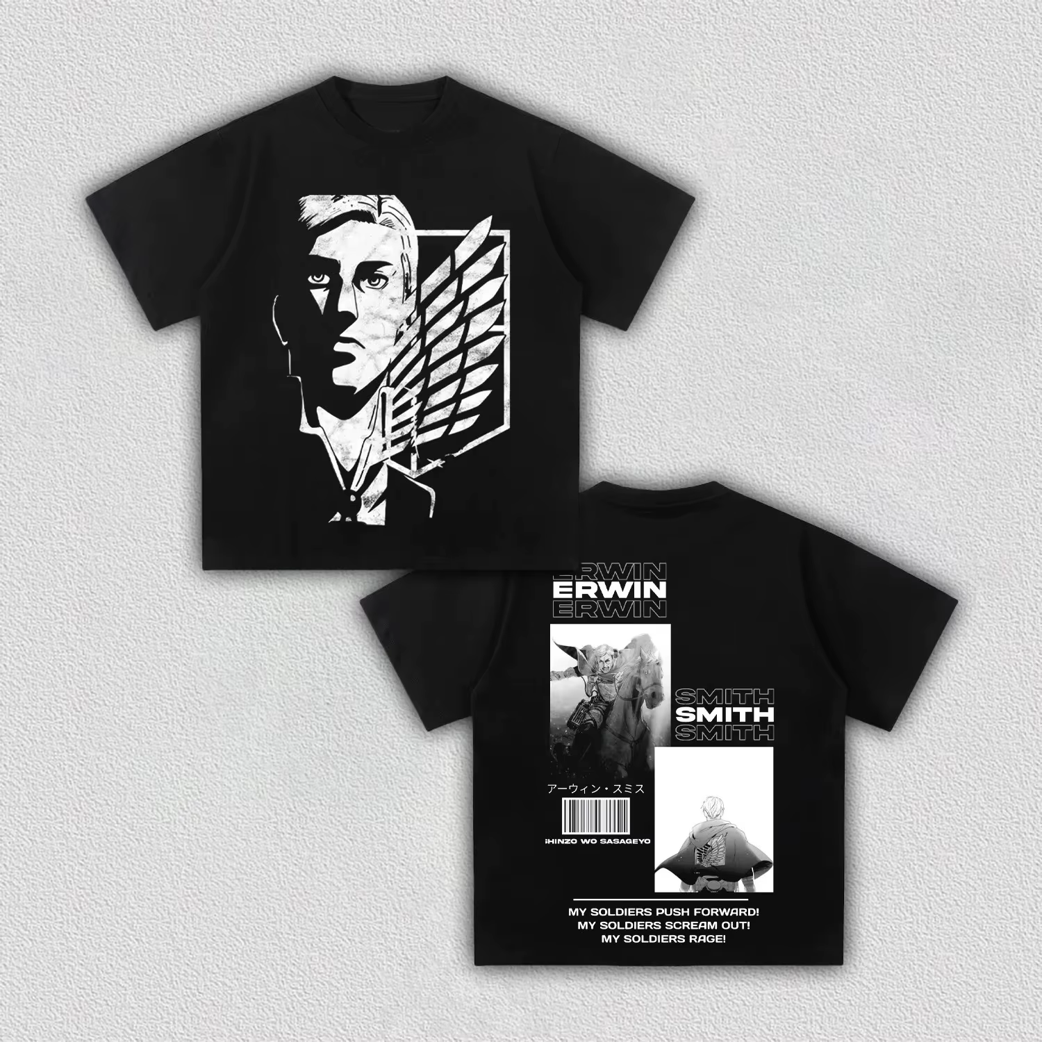 T-shirt en coton de haute qualité avec impression anime Attack on Titan Erwin Smith, vêtements pour 