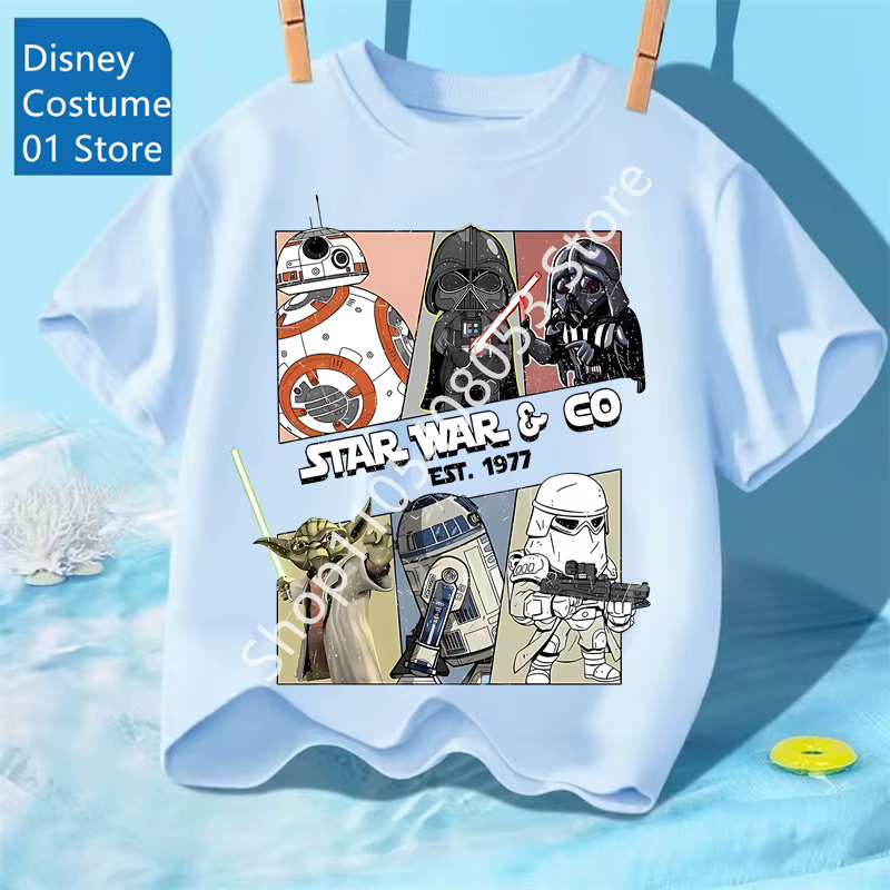 T-shirt Star Wars pour enfants, haut décontracté à manches courtes, unisexe, garçons et filles, mode