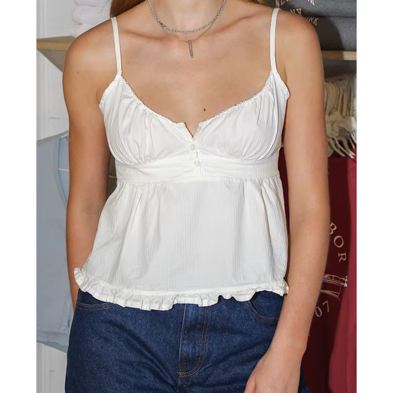 Lamuusaa Coquette Top y2k femmes Fairycore vêtements couleur unie/imprimé à carreaux col en V manche