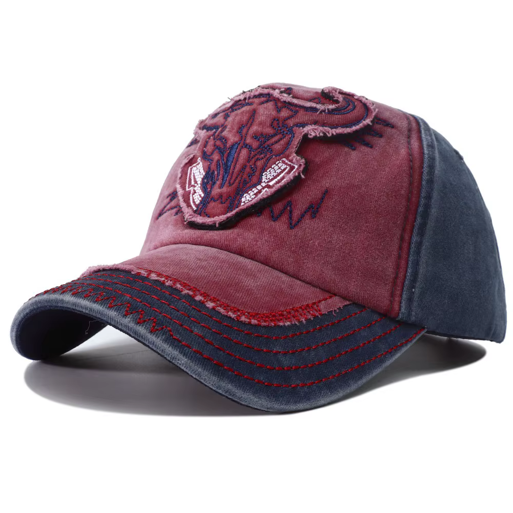 Nouvelle Casquette de Baseball en Jean Délavé Style Hip Hop Vintage 2026, Broderie Tête de Taureau Y