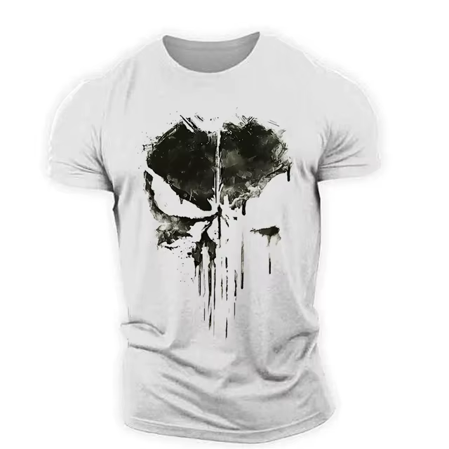 T-shirt Homme Imprimé Crâne 3D Style Streetwear Extensible Léger Respirant Coupe Ample Tendance 2023
