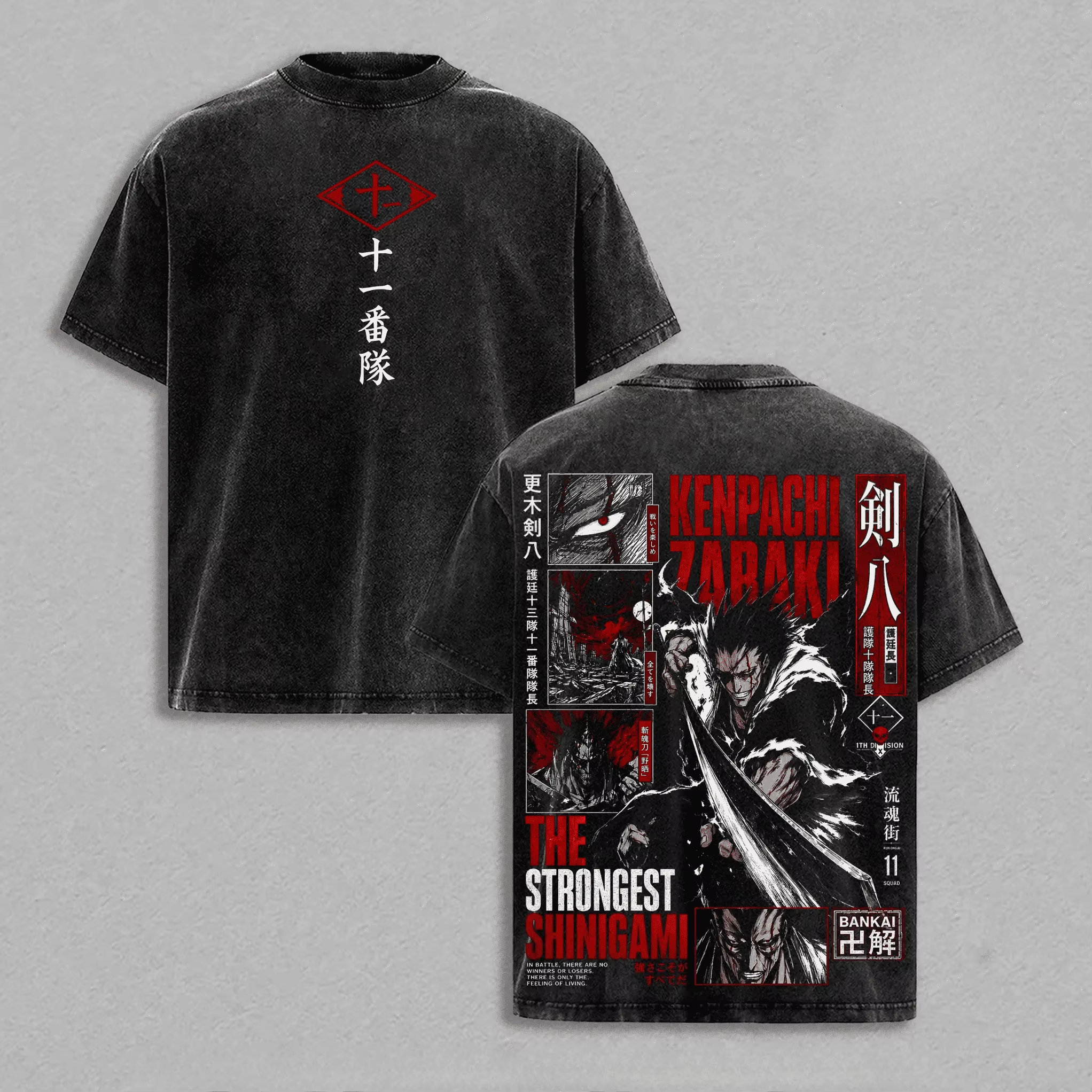 T-shirt Zaraki Kenpachi BLEACH pour hommes et femmes, vêtements d'anime vintage, t-shirt oversize dé