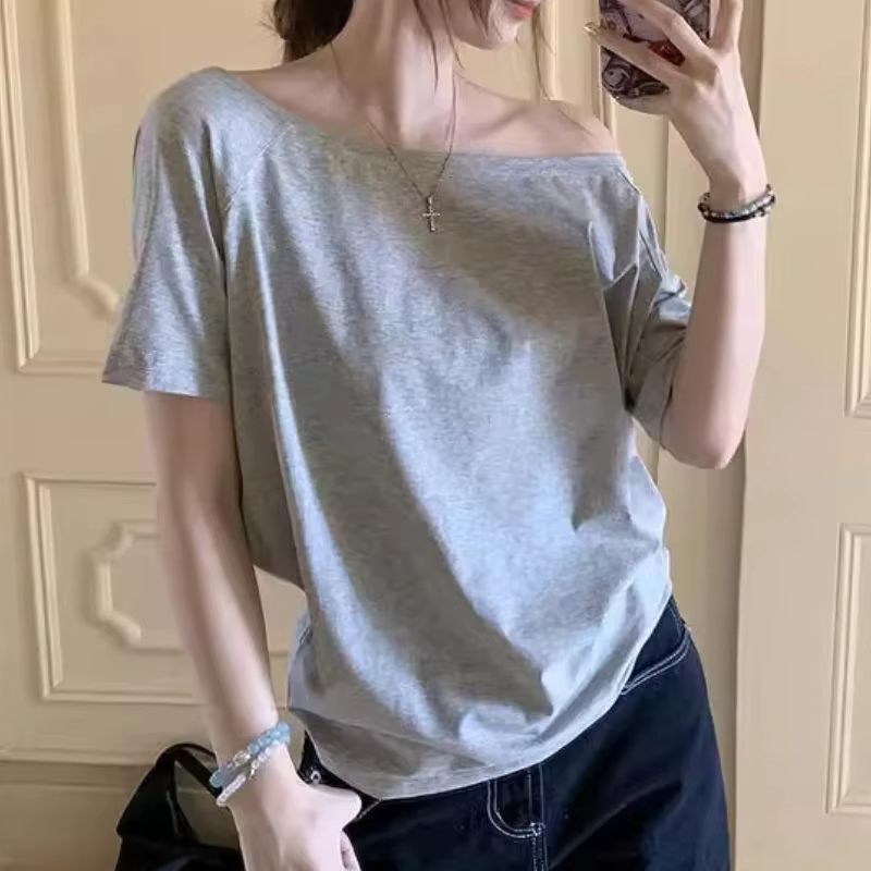 T-shirts femmes solide Simple été décontracté Cleanfit à manches courtes tout-match jeunes filles St