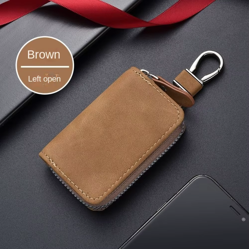 Pochette à clés en cuir Vintage, sac multifonctionnel de grande capacité, pochette de rangement avec