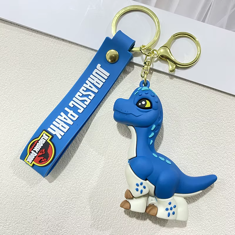Porte-clés dinosaure Jurassic World, animaux de dessin animé Kawaii, en forme de figurine, pendentif