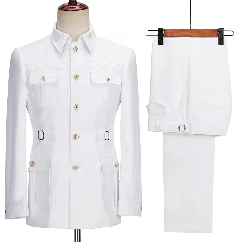 Nouvelle mode hommes costumes de haute qualité col montant simple boutonnage costume mâle décontract
