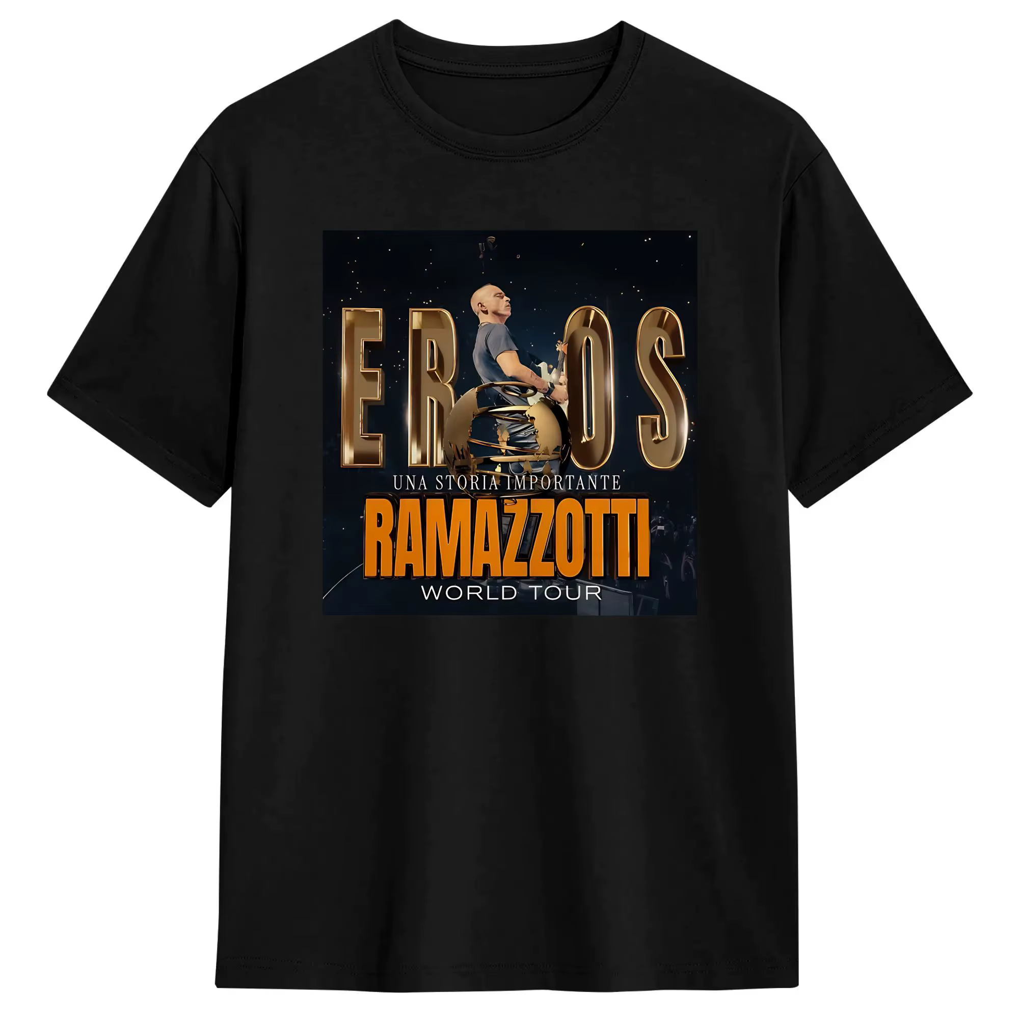 T-shirt Eros Ramazzotti Summer Tour 2026, T-shirts tendance pour hommes, 100% coton, col rond, grand