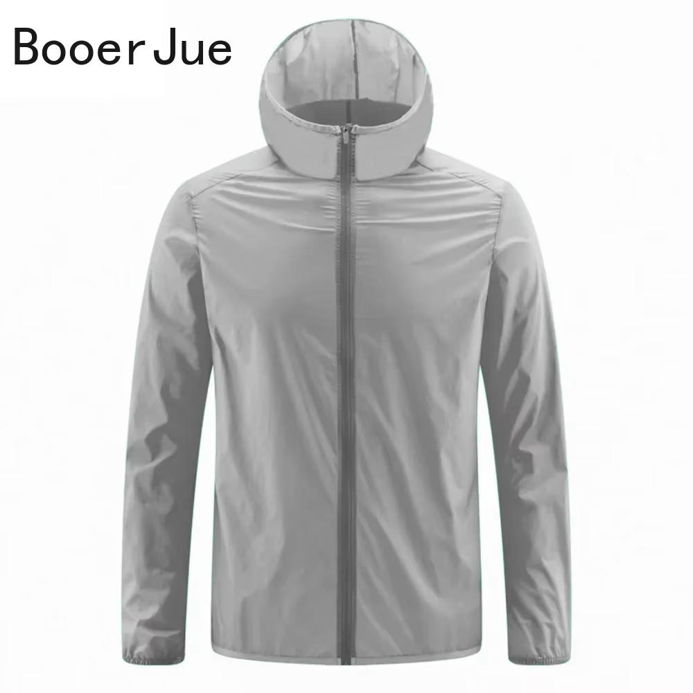 Vêtements de protection solaire pour hommes, veste légère et respirante en soie glacée à capuche, à 
