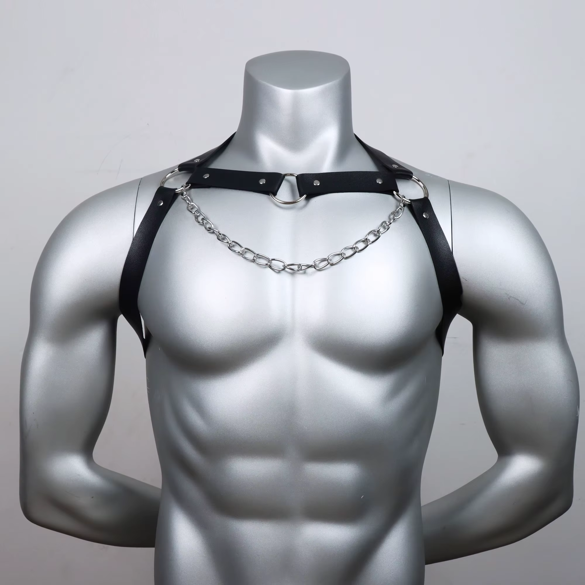 Ceinture de harnais à bandoulière pour homme - Accessoire de costume en similicuir pour cosplay, fêt