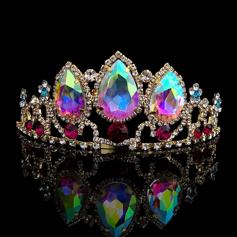 Diadèmes de mariage pour mariée, couvre-chef baroque, couronne en cristal AB avec strass, diadème de