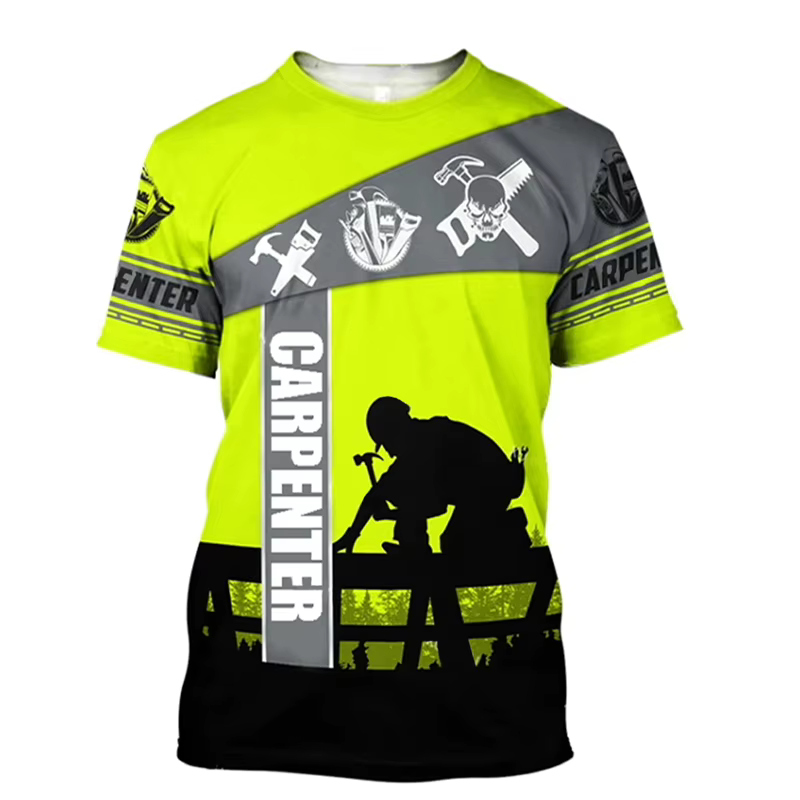 Carpenter travailleur hommes T-shirt à manches courtes col rond respirant T-shirt impression 3d outi