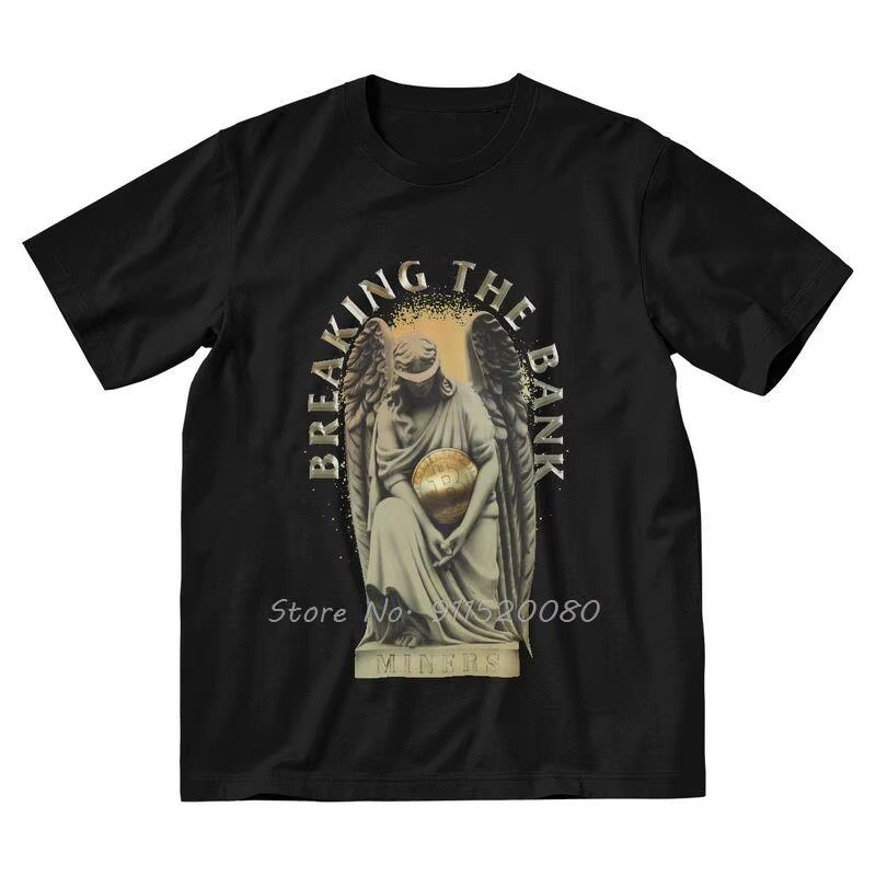 Breaking The Bank T-shirt homme coton imprimé T-shirt nouveauté T-shirt crypto-monnaie Bitcoin Crypt