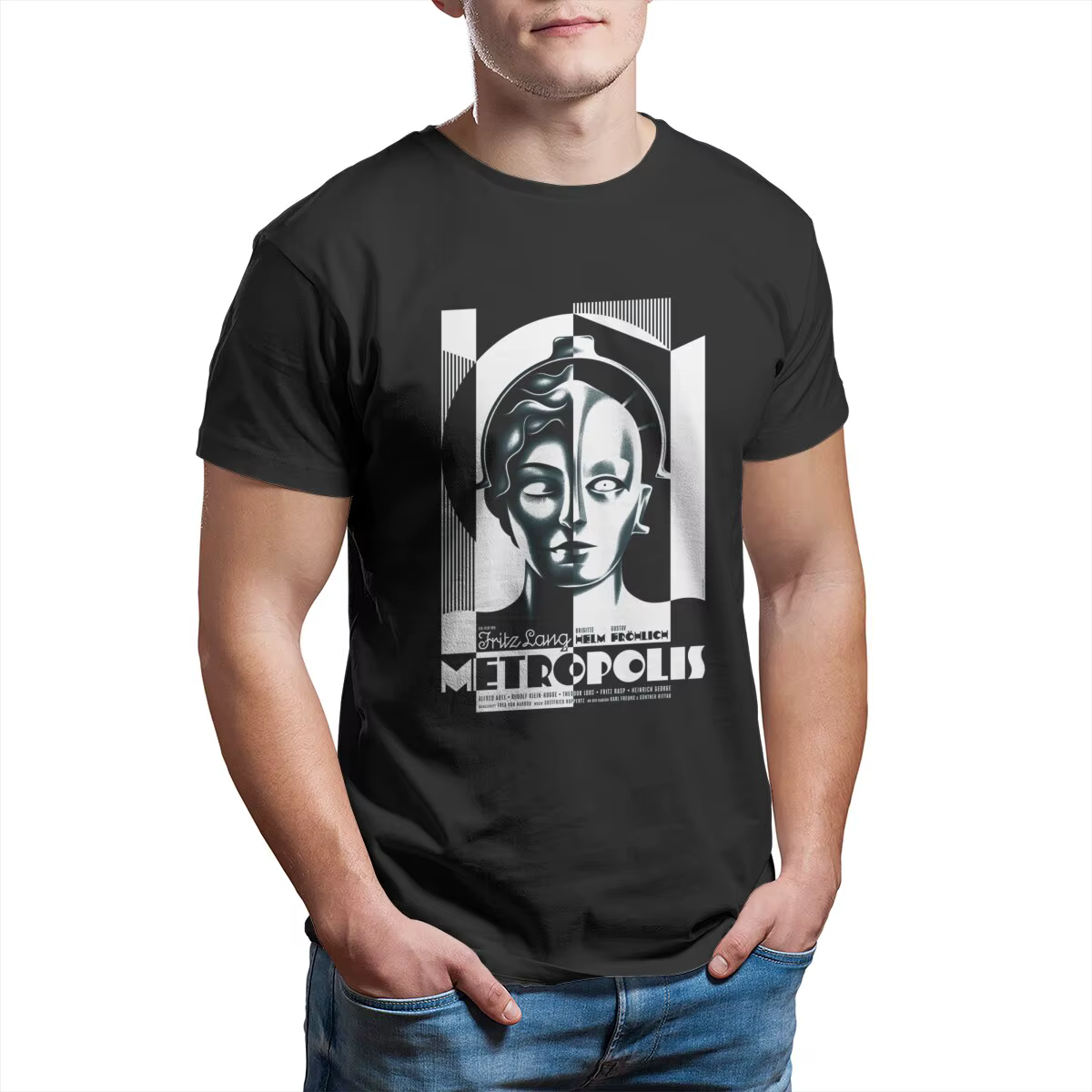 T-shirt du film de science-fiction allemand pour hommes, 1927 coton, Vintage Metropolis Fritz Lang, 