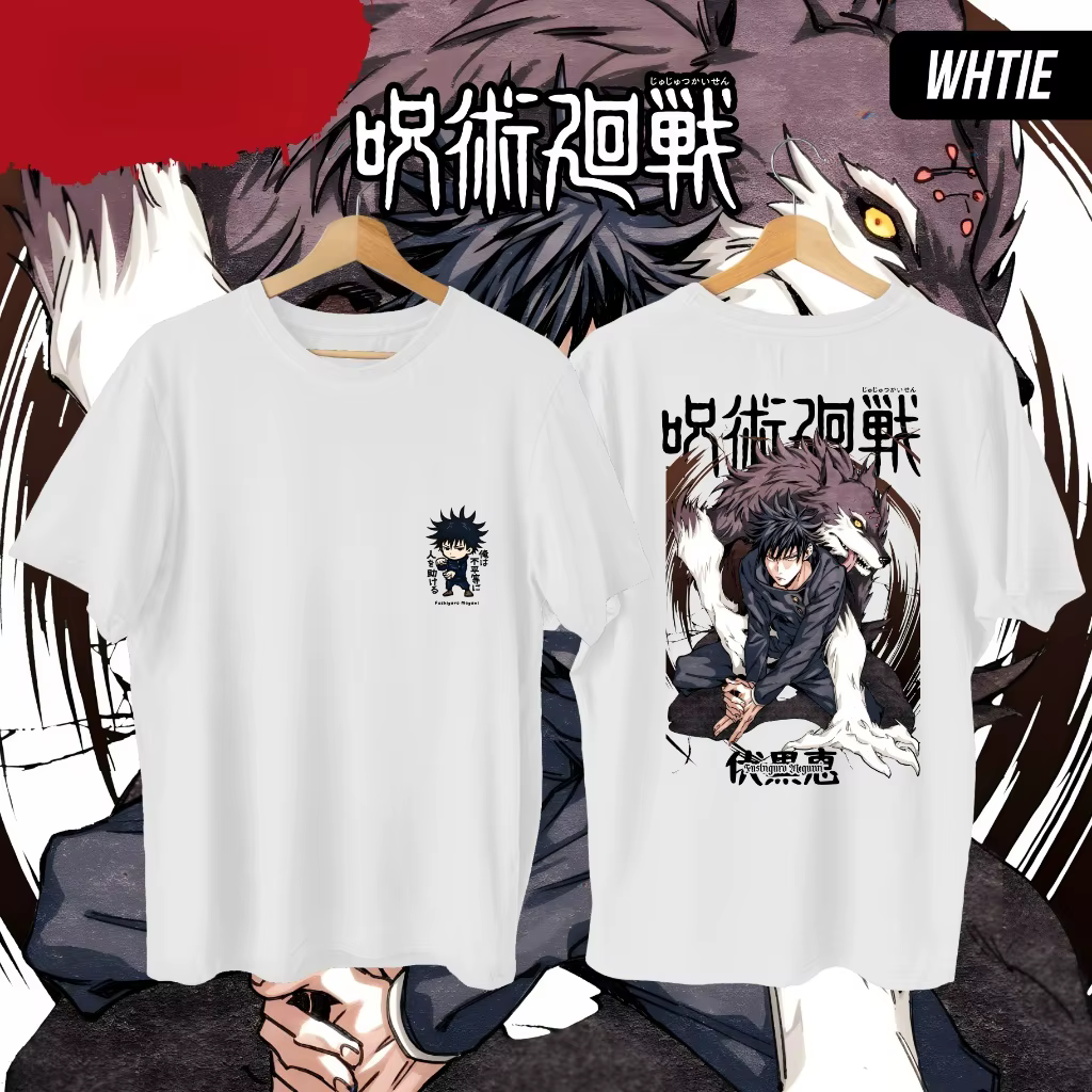 T-shirt en coton imprimé Anime Jujutsu Kaisen Fushiguro Megumi, vêtements d'été pour hommes et femme