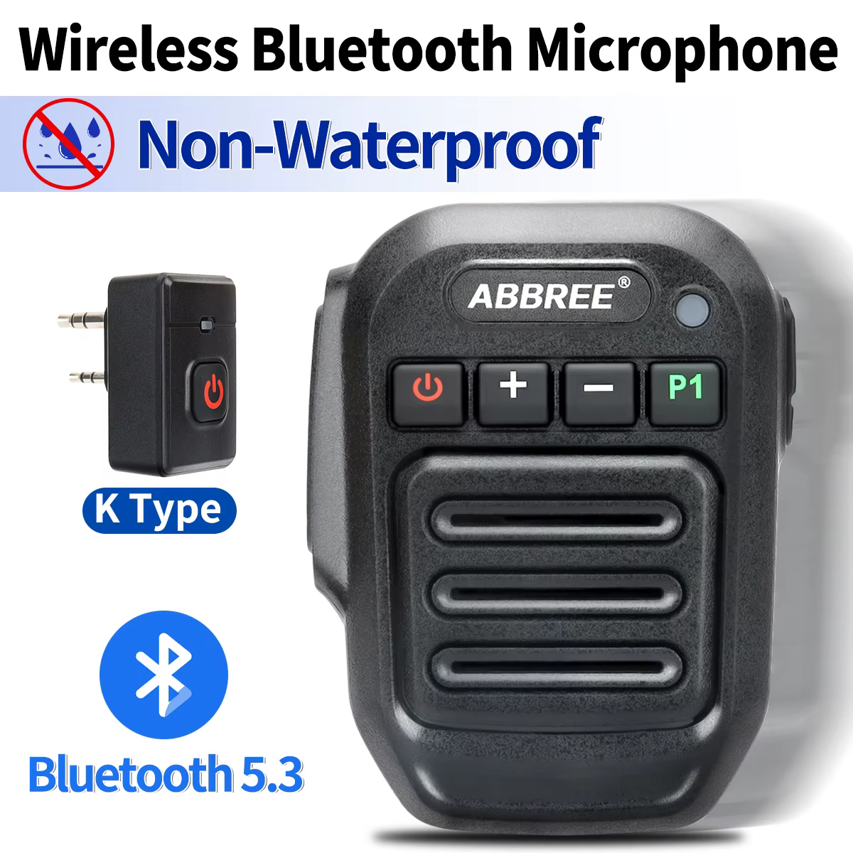 ABBREE sans fil Bluetooth haut-parleur portable micro étanche épaule Microphone pour BaoFeng Quanshe