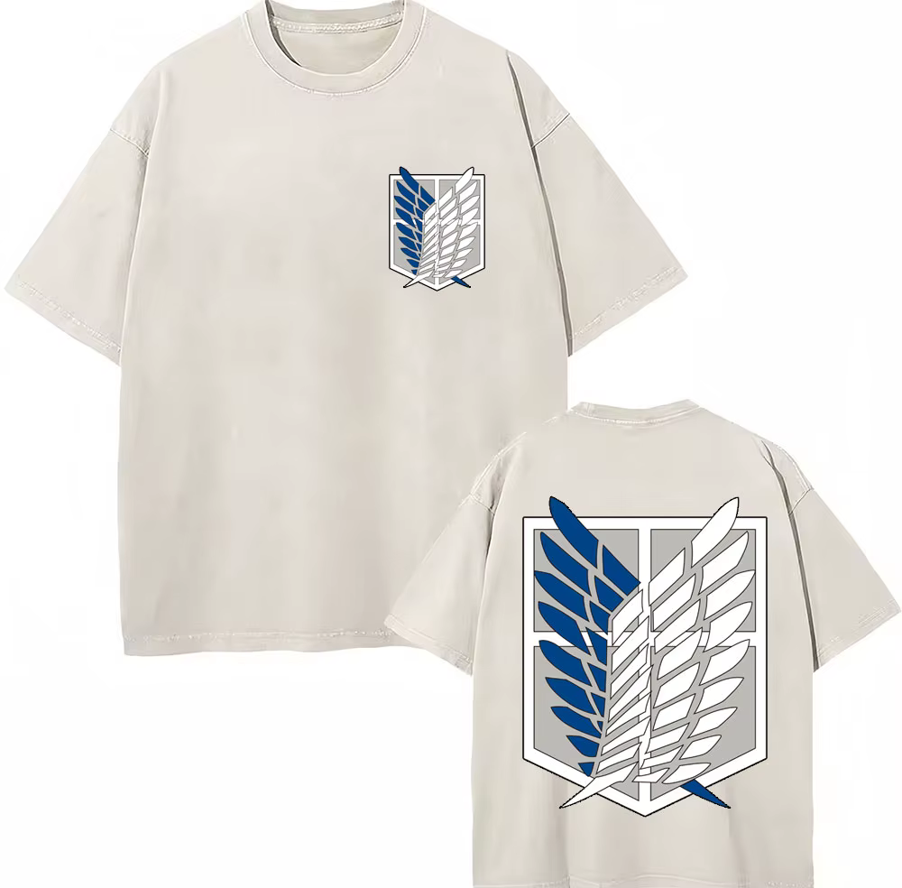 T-shirt Anime L'Attaque des Titans Mikasa Ackerman Eren Jaeger Ailes de la Liberté Vintage pour Homm