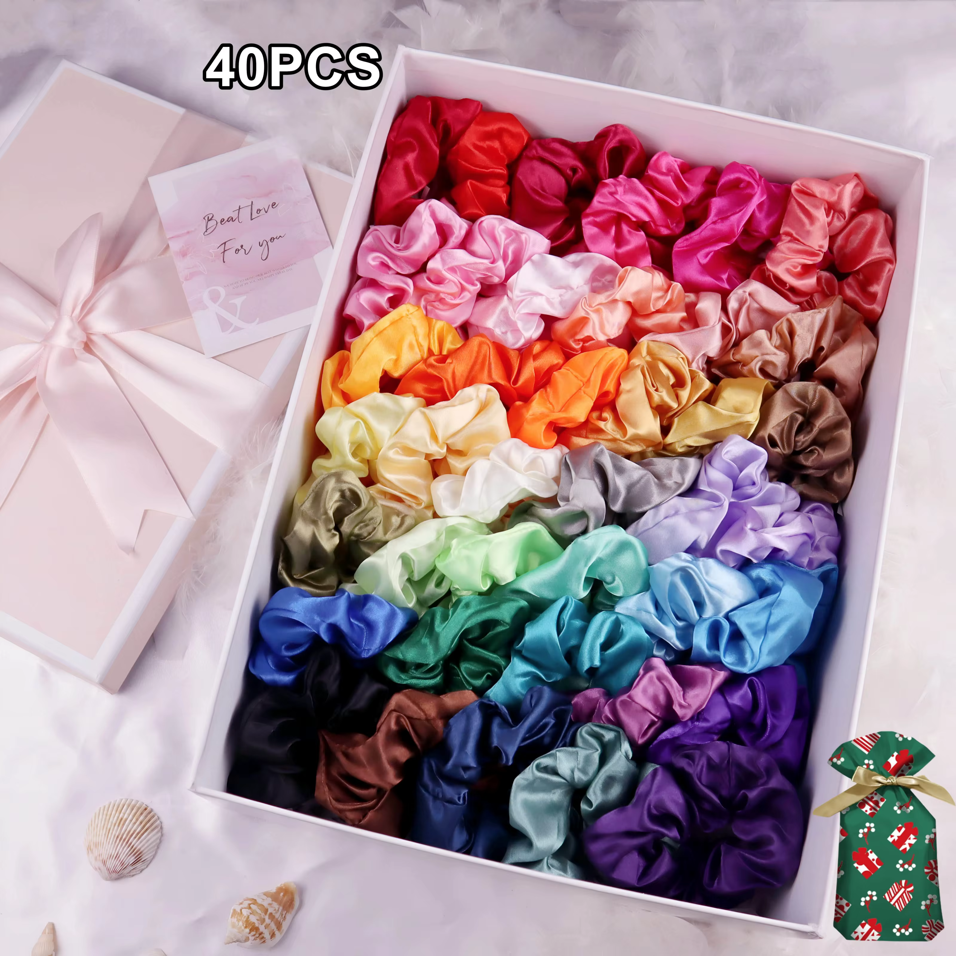 Chouchous en Satin Imitation soie pour cheveux, 40 pièces, accessoires pour cheveux bouclés pour fem
