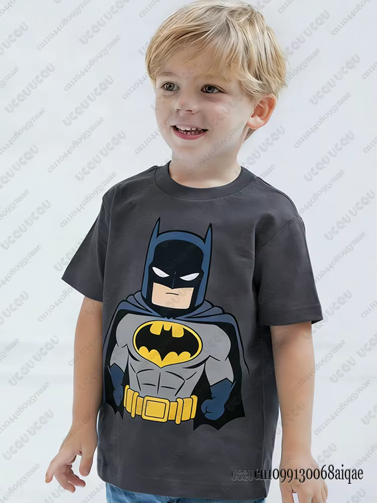 T-shirts imprimés avec personnage Batman de DC Comic pour enfants, vêtements de Cosplay d'été pour g