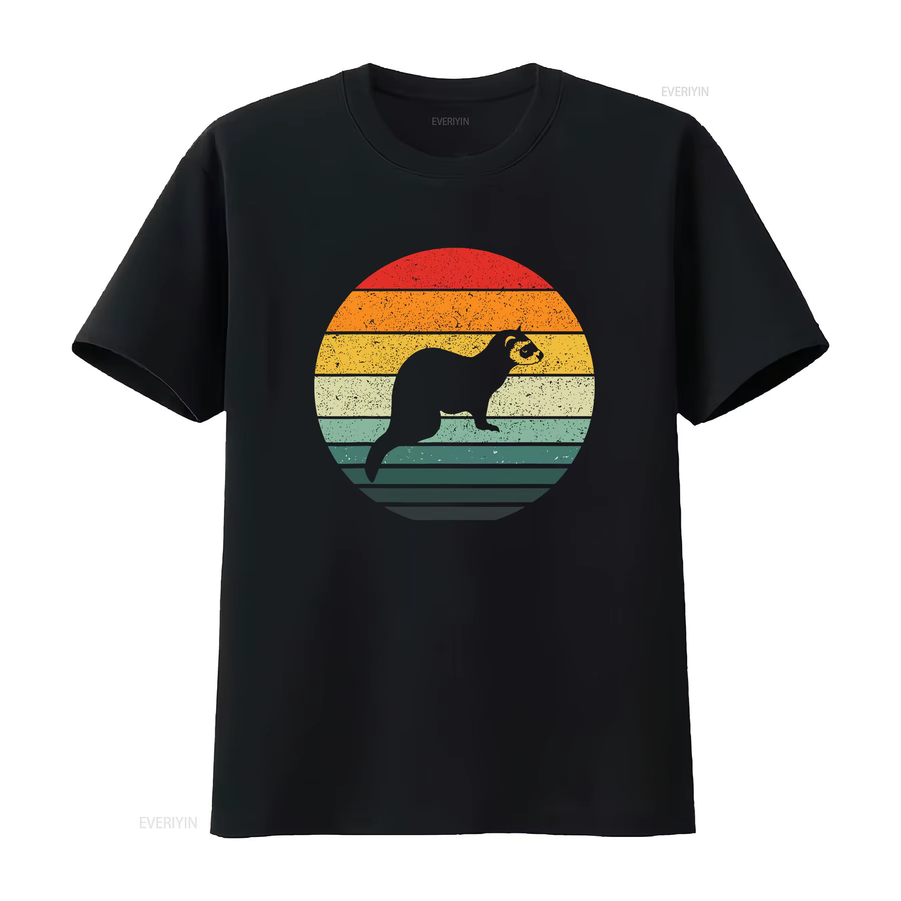 T-shirt vintage Ferret rétro, unisexe, effet délavé, graphique, mode homme, streetwear, légèrement e