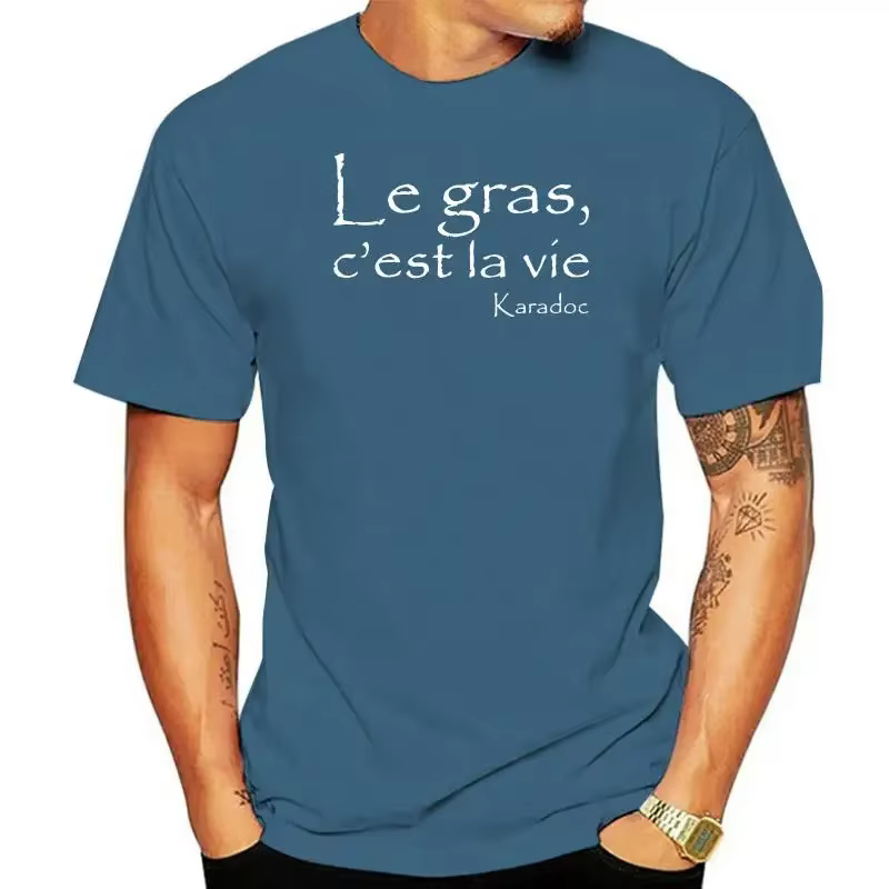 Hommes Kaamelott Karadoc Le Gras CEst La Vie noir t-shirt décontracté mode hommes t-shirt homme T-SH