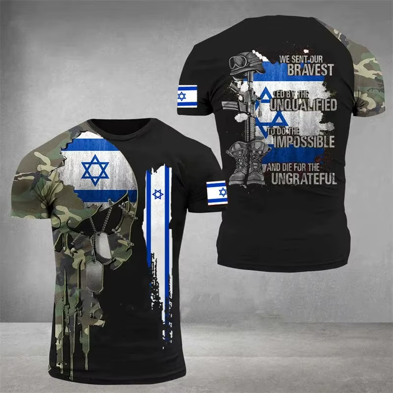 Économie de sensation nationale israélienne pour hommes, t-shirt imprimé en 3D, camouflage militaire