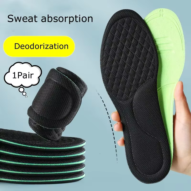 Semelles intérieures de sport pour chaussures, Massage 4D, absorbant la sueur, baskets respirantes, 