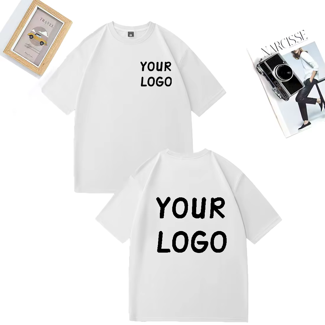 T-shirts personnalisés avec logo de votre marque, imprimés, pour hommes et femmes, vêtements d'été s