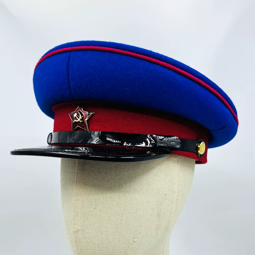 Casquette de Commissaire Politique de l'Union Soviétique, Chapeau Bleu d'Artillerie NKVD