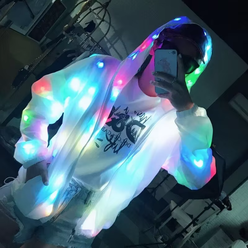 Manteau lumineux LED, Costume lumineux, vêtements imperméables créatifs, manteau de lumières LED dan