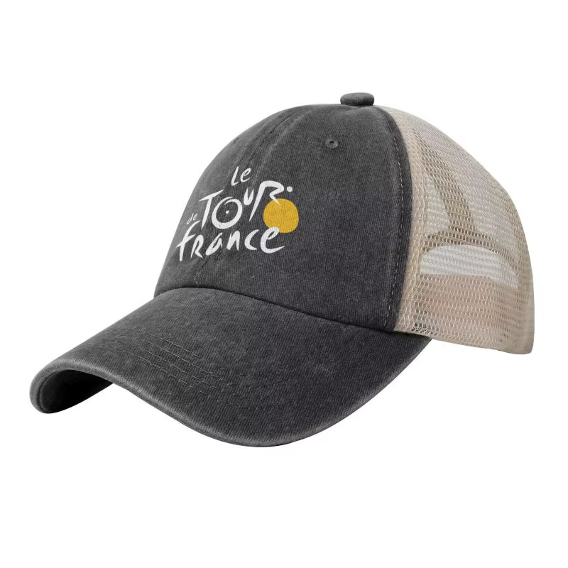 Casquette de baseball en maille imprimée Tour de France, style rétro, en coton délavé, pour sports d