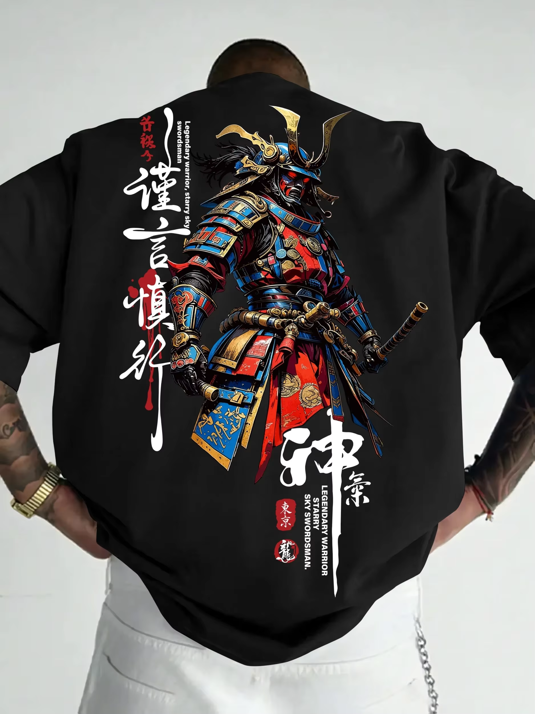 T-Shirt d'été pour hommes, motif samouraï Harajuku, imprimé en 3D, respirant, à séchage rapide, pour