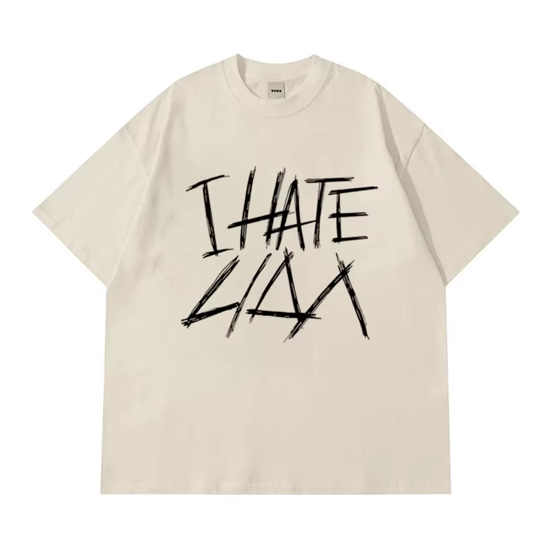 T-Shirt homme I HATE LIDA lettre Y2k Streetwear coton mode surdimensionné Vintage Hip Hop manches co