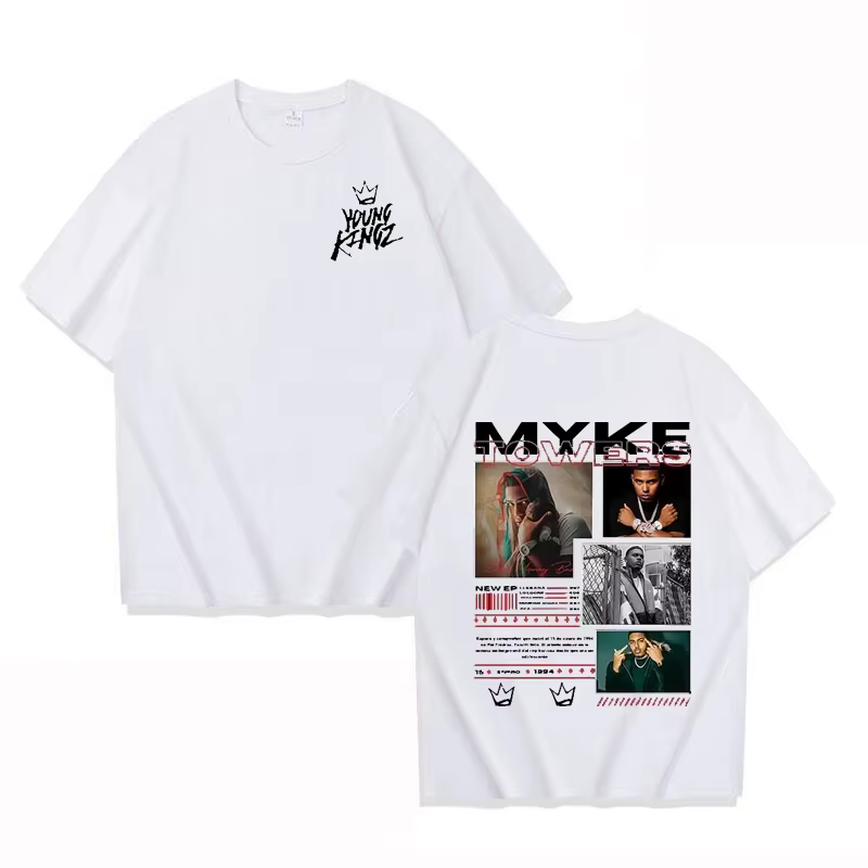 T-shirts graphiques Myke Towers pour hommes et femmes, mode Hip Hop, T-shirts surdimensionnés, confo
