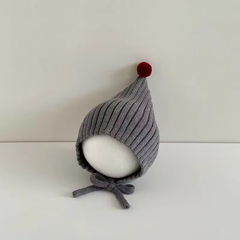 Bonnet pour bébé de 0 à 24 mois, chapeau elfe pour nouveau-né, tricoté, coupe-vent, chaud, avec Pom 