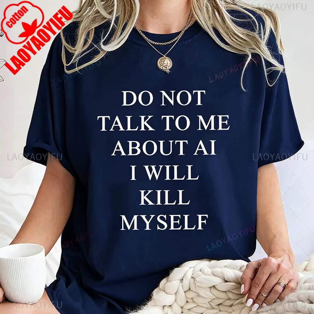 Chemise anti-AI drôle, t-shirt unisexe tendance, cadeau de chemise unique, sweat-shirt mème humorist