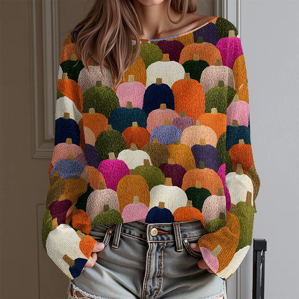 Cadeau de Saint-Valentin T-shirt floral à une épaule pour femme Coupe ample Haut à manches longues C
