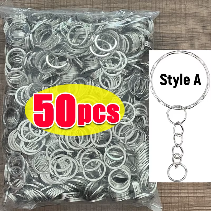 Porte-clés vierge en métal plaqué argent, anneau fendu, porte-clés, anneaux pour femmes et hommes, b