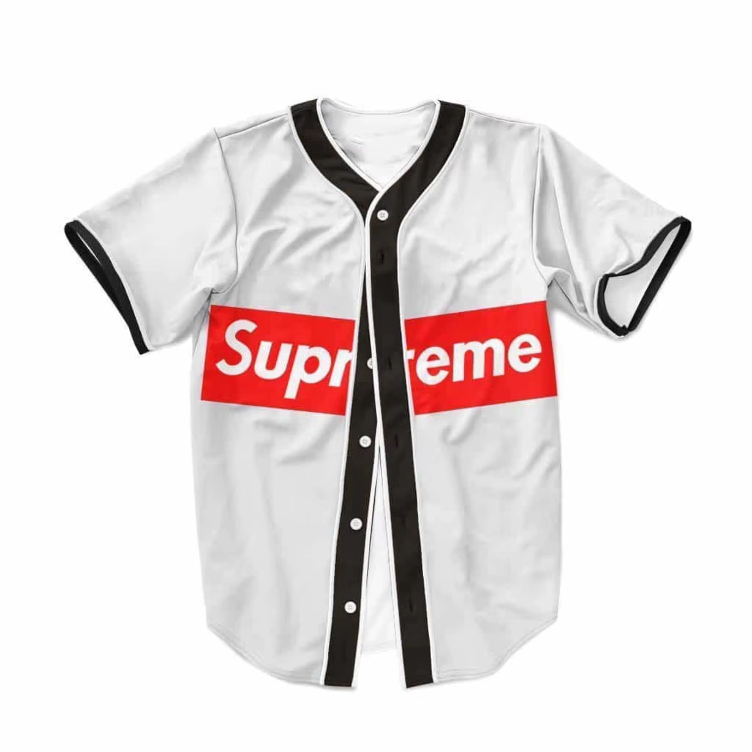 Maillot de baseball blanc style suprême imprimé 3D unisexe décontracté streetwear à manches courtes 