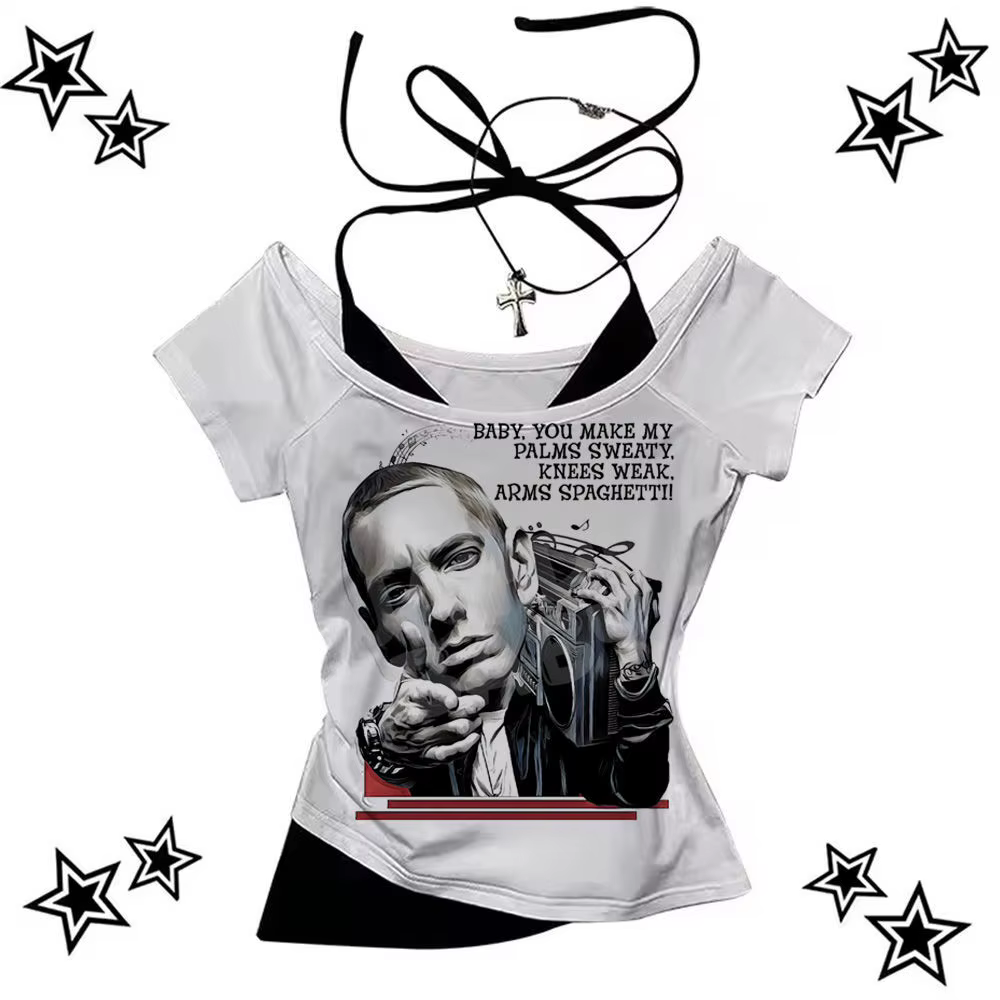 Eminem t-shirt femme harajuku Pastel Rétro années 2000 kawaii Pop Culture t-shirt Confortable Punk g